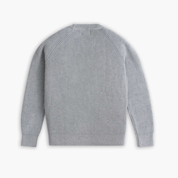 Ribbed Crewneck Sweater | Light Grey — rear view