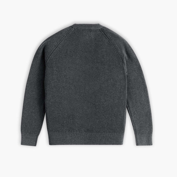 Ribbed Crewneck Sweater | Charcoal — rear view